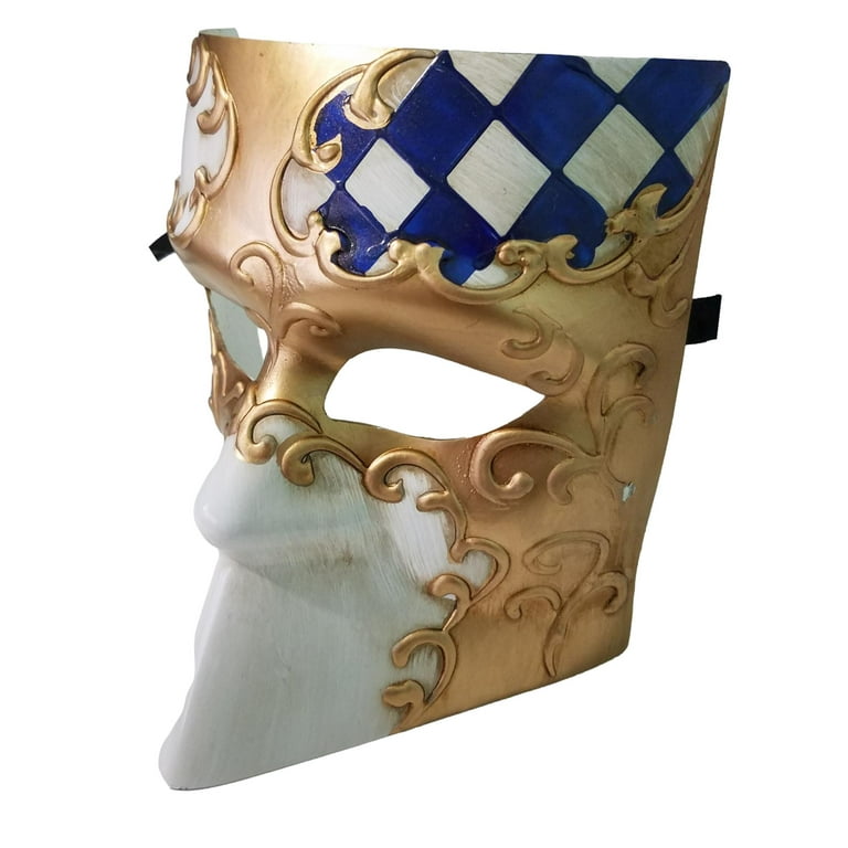 Blue And Silver Jester Mask Venetian Masquerade Mask