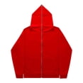 thumbnail image 2 of LEKWK Full Zip Hoodie for Men Soft Zip Through Hood Front Pockets Drop Shoulder Hooded Sweatshirt Relaxed Fit Casual Streetwear Jacket for Lounge Fall Winter Red XL, 2 of 5
