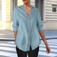 thumbnail image 3 of Scyoekwg Womens Lapel Button Business Casual Dress Shirts Loose Long Sleeve T Shirts Lightweight Trendy Solid Color Pullover (Light Blue,XXXXL), 3 of 8