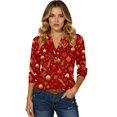 thumbnail image 4 of larppty 3/4 Length Sleeve Womens Christmas Tops Casual Loose Comfort Festival Holiday Party Shirts 2025 (Watermelon Red, M), 4 of 6