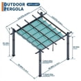thumbnail image 4 of Petyee 10ft x 10ft Outdoor Retractable Aluminum Pergola, Modern Outdoor Trellis with  UPF 50+ Waterproof Canopy,Gray Wood-Grain Finish,Blue canopy, 4 of 7