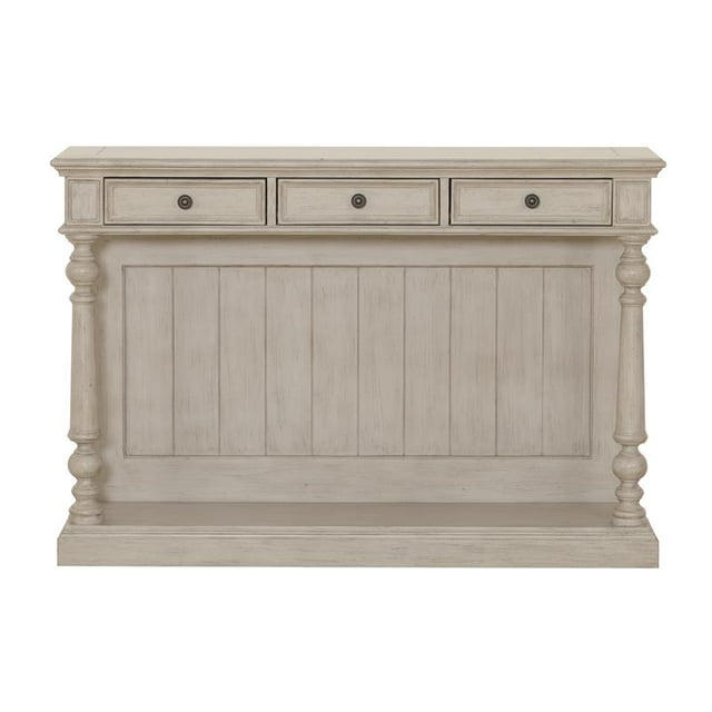 Home Fare Three Drawer Farmhouse Console Table in Prairie Beige
