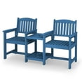 thumbnail image 6 of FUNDAZE All-Weather HDPE Double Patio Chair with 2-Tier Table & Umbrella Hole, Outdoor Conversation Set for Garden, Poolside, Balcony, Navy Blue, 6 of 9