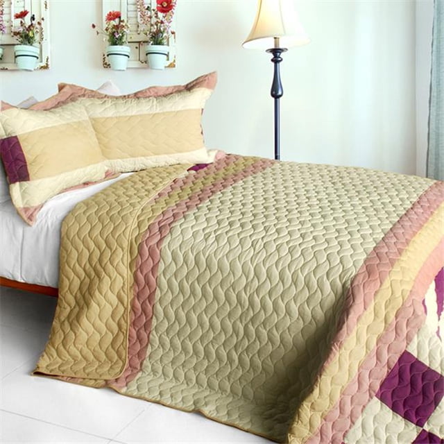 Fantasy Couple - 3 Pieces Patchwork Quilt Set Full & Queen Size - Purple