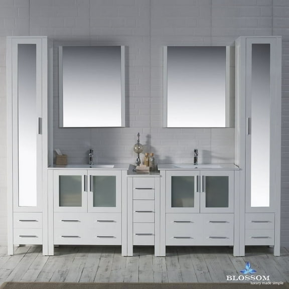 Sydney 102" w/ Mirror Linen Cabinet (Glossy White)