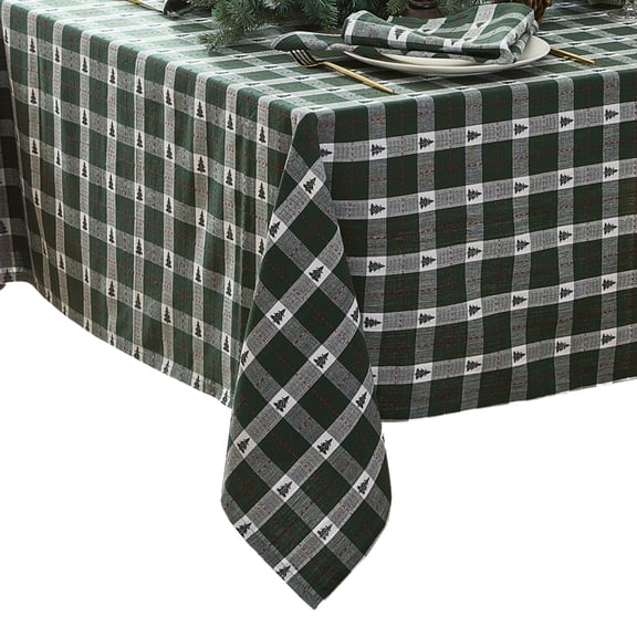 Elrene Home Fashions Sherwood Tree Dobby Cotton Rectangle Tablecloth, Green, 52" x 70" Rectangle