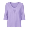 thumbnail image 5 of Inleife Womens Half Sleeve Tops Fashion Ladies Casual Basic Tees V-Neck Relaxed Fit Pleated T-Shirt for Daily Wear, 5 of 6