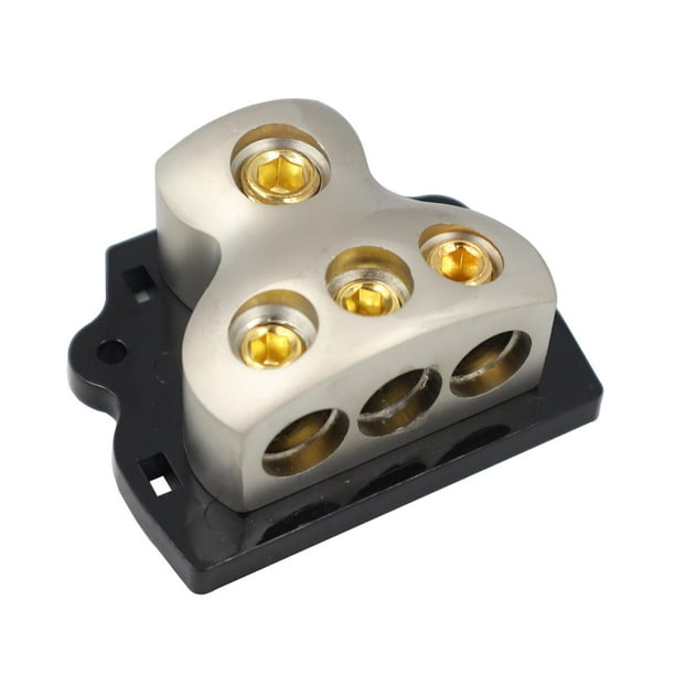 Distribuidor de tierra de potencia de 3 vías, bloque de conexión, calibre 1x0, calibre 3x4, salida para reemplazo del divisor del amplificador de
