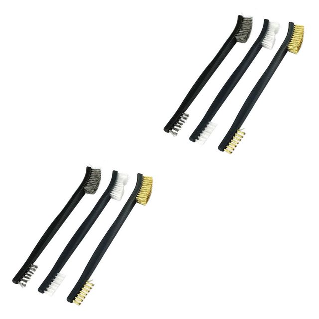 Inteprter 3 Pieces Mini Steel Wire Brush Burring Metal Home Rust Grinding Kits Polishing Household Brass Cleaning Tool Remover Set Nylon 17.3 cm 2piezas Inteprter CBP584498