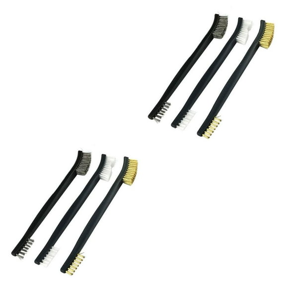 Bewildely 3 Pieces Mini Steel Wire Brush Burring Metal Home Rust Grinding Kits Polishing Household Brass Cleaning Tool Remover Set Nylon 17.3 cm 2piezas