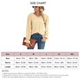 thumbnail image 3 of Blusa de mujer con cuello en V y mangas largas de encaje con volantes huecos y puños Blusa de ajuste casual de moda para dama Amarillo L, 3 of 4