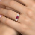 thumbnail image 4 of Gem Stone King 18K Rose Gold Plated Silver Red Ruby and White Moissanite Engagement Ring for Women | 2.00 Cttw | Round 6MM | Gemstone July Birthstone | Size 8, 4 of 7