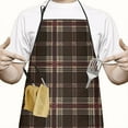 thumbnail image 2 of Brown Beige Checkerboard Checkered Pattern Apron-Garden Aprons for Women with Pockets-Cotton Linen Waterproof Kitchen Cooking Gardening Aprons Adjustable for Kitchen,Cooking,BBQ and Salon 33x27 Inch, 2 of 7