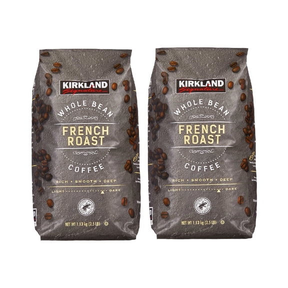 Kirkland Signature Whole Bean Coffee, French Roast, 2.5 lbs 2PK