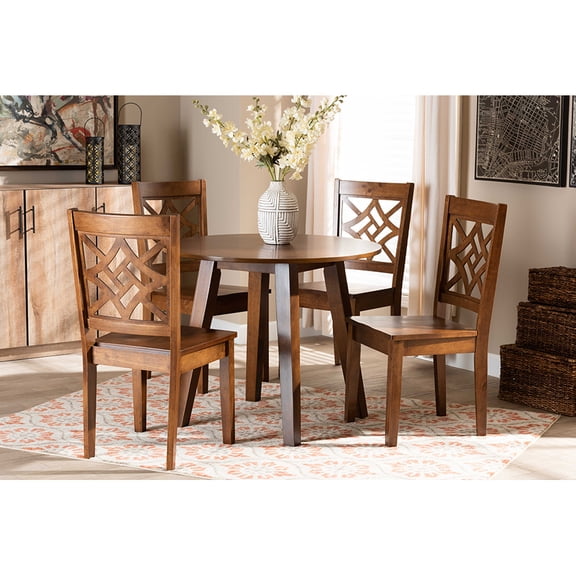 Baxton Studio Rava Modern and Contemporary Walnut Brown Finished Wood 5-Piece Dining Set