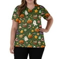 thumbnail image 5 of LHVUOA Halloween Scrub Tops for Women Plus Size Workwear V Neck Short Sleeve Halloween Cat Pumpkin Print Shirts Funny Halloween T Shirts Nurse Uniform Tee Shirts with Pockets, 5 of 5
