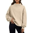 thumbnail image 2 of Oversized Mock Neck Sweatshirt for Women Turtleneck Long Sleeve Pullover Hoodies Casual Fall Cozy Crewneck Sweatshirt Khaki 2XL, 2 of 7
