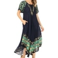 thumbnail image 4 of Sakkas Sara Batik CaftanTank Dress / Cover Up - Navy / Turquoise - One Size Regular, 4 of 6