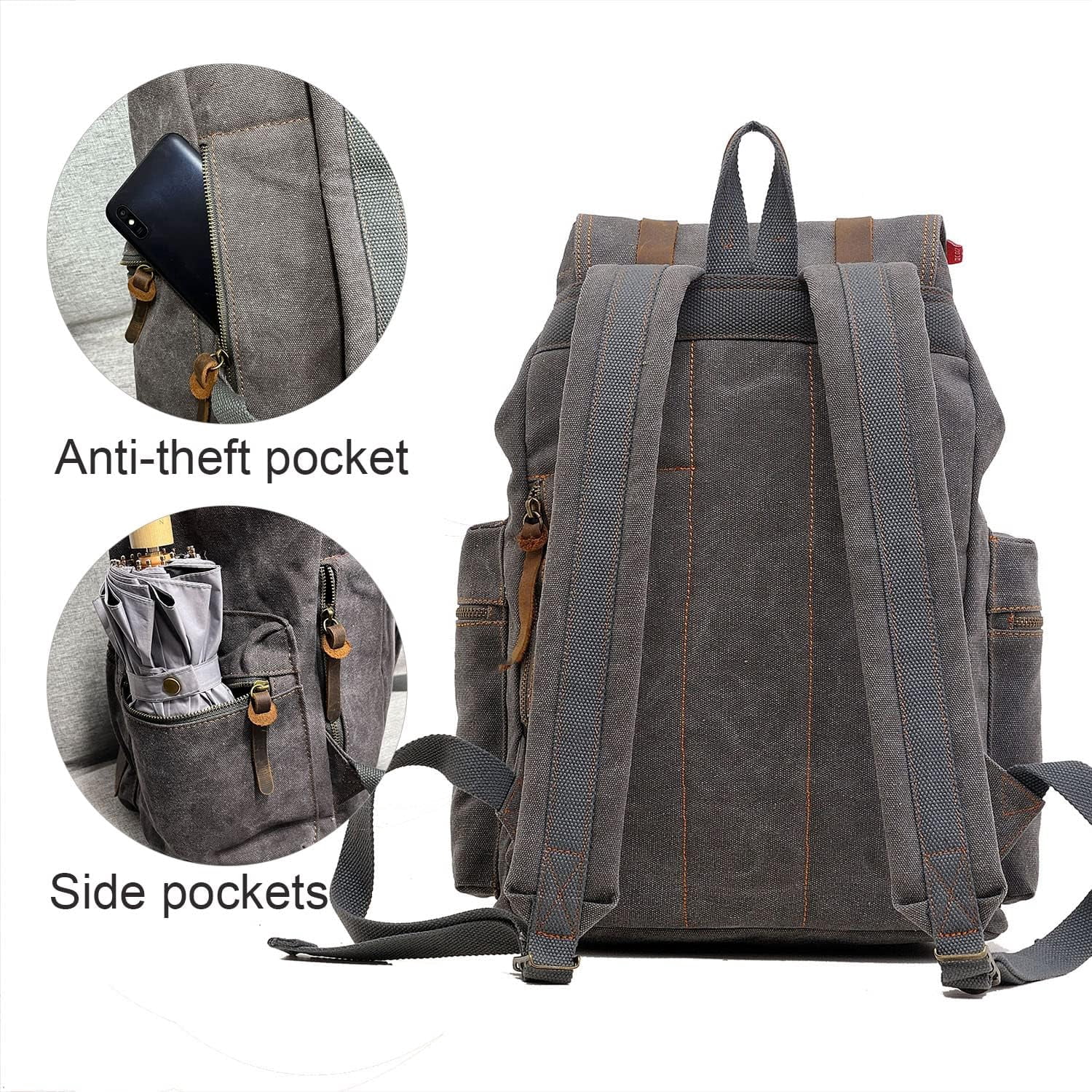 AUGUR High Capacity Canvas Vintage Backpack 35L -  Laptop Compartment, Unisex