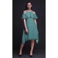 thumbnail image 2 of Bimba Damask Print Flutter Sleeve Womens Party Tunic Cold Shoulder Midi Dress-Medium, 2 of 6