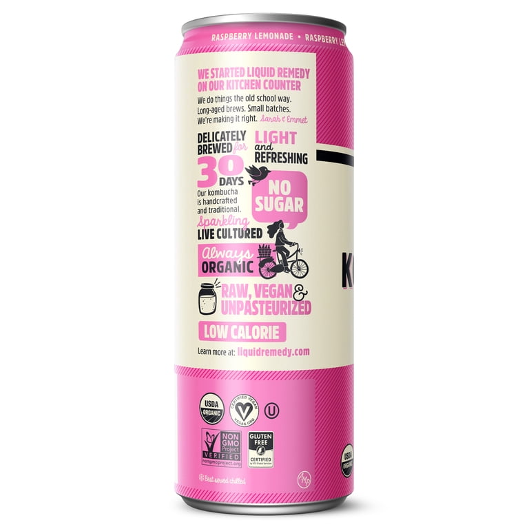 Liquid Remedy Kombucha Raspberry Lemonade Low Calorie Sugar Free