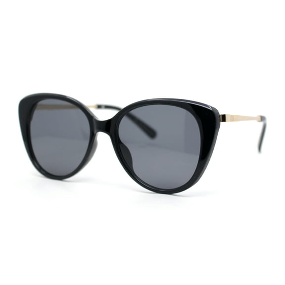 Womens Contemporary Oversized Designer Butterfly Plastic Fashion Sunglasses All Black