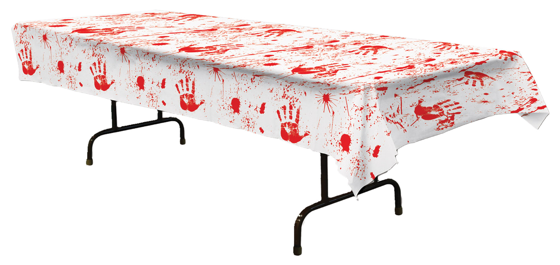 Amscan Bloody Good Time Halloween Table Cover - Red/White With Handprints, 54x102 Inches - View #10