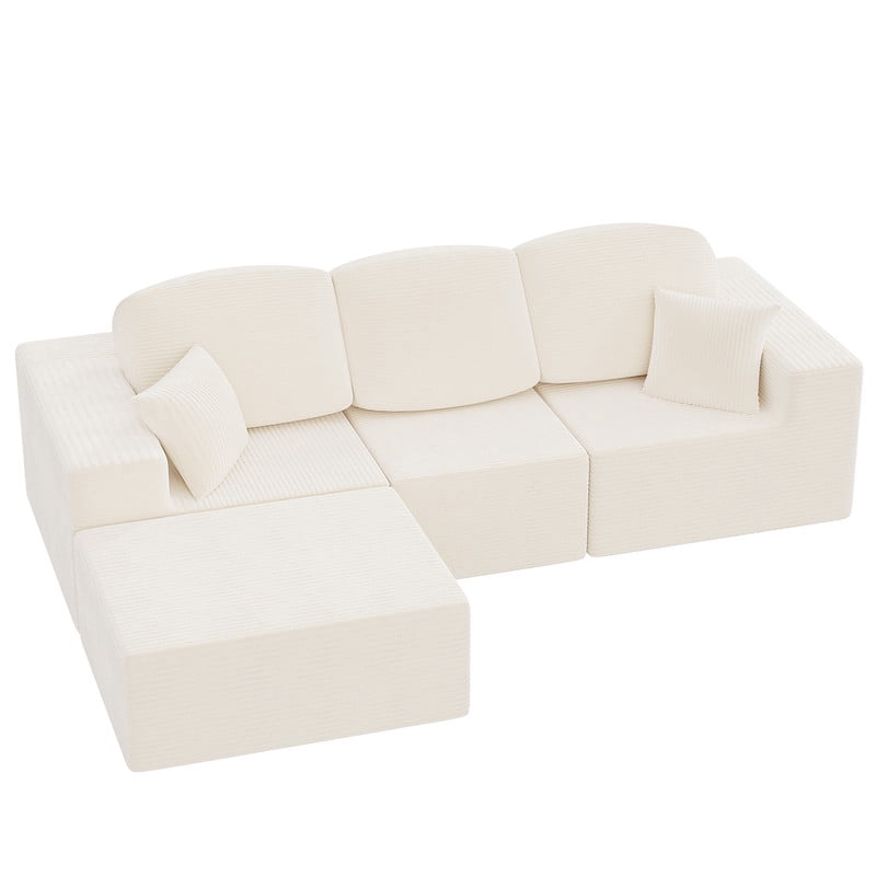 Homall 98.4" L-shaped Multi-person Boneless Sectional Couches and Sofas Modular Sectional No Assembly Required Living Room Sofa Furniture Sets, Beige