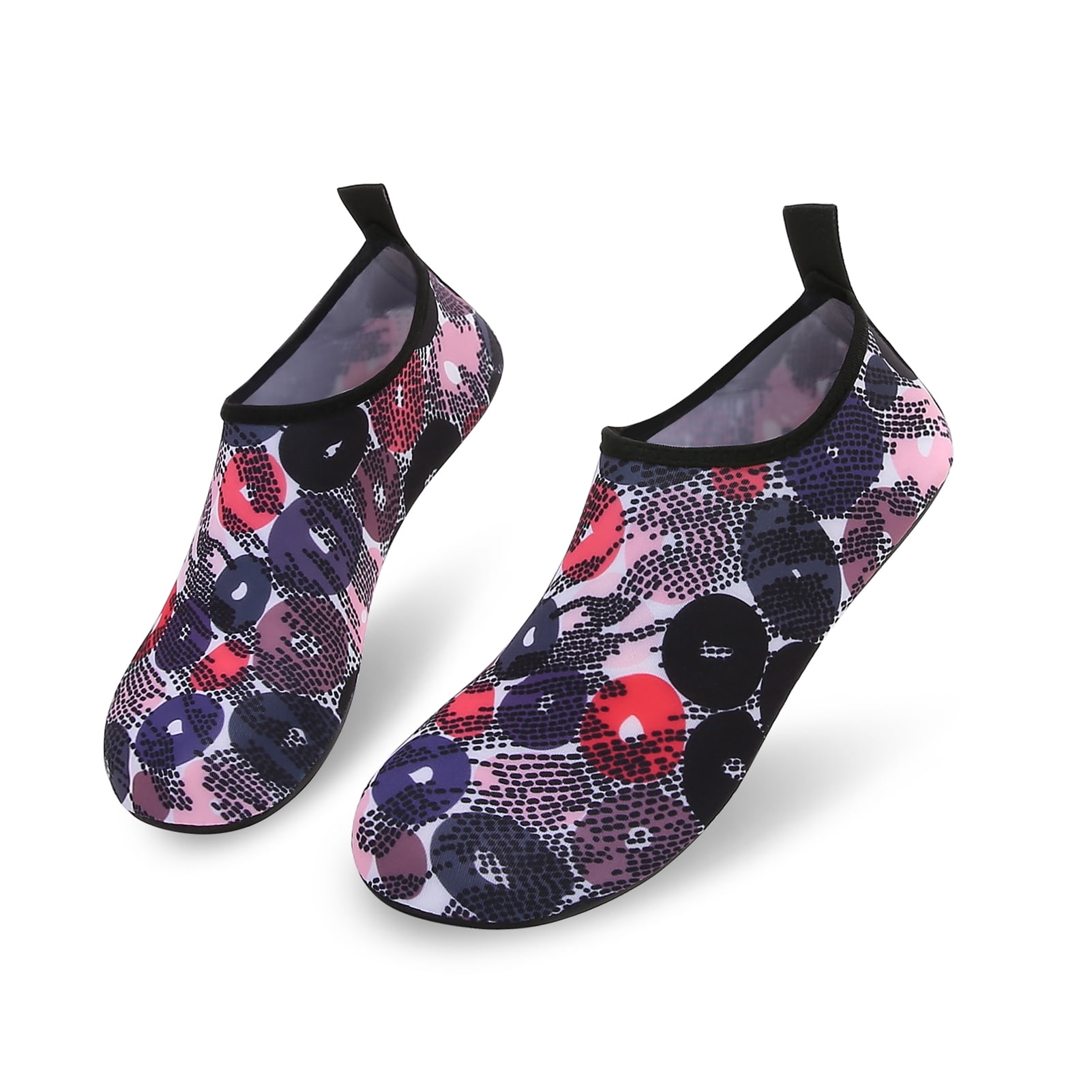 Men and Women a Slip On Barefoot Quick-Dry Beach Aqua Yoga Water Shoes (Pebble/Navy Red, 11-12 Women/9.5-10 Men)