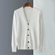 thumbnail image 4 of Men's V-neck Cardigan Sweater Solid Color Button Down Knitted Sweaters Knitted Jacket Men Casual Sweater Cardigan Khaki, 4 of 5