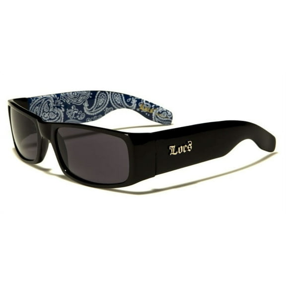 Locs 9006 Black w/ Blue Bandana Sunglasses Hardcore Gangster OG