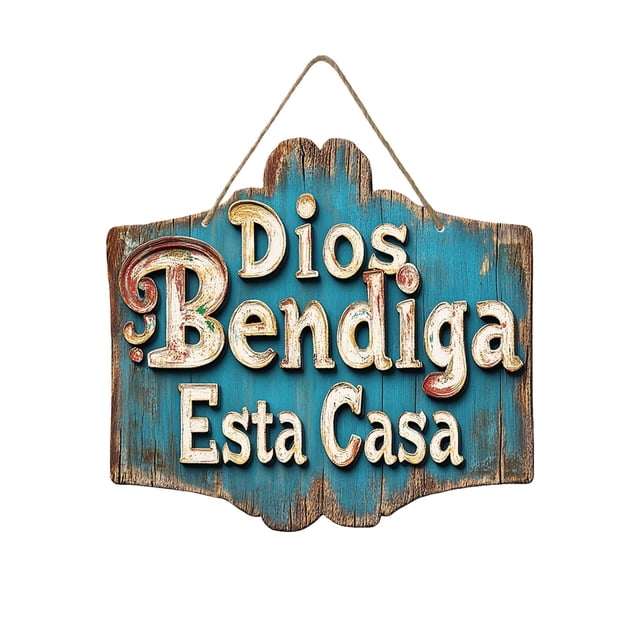 Blue English Letters Decorated Wall Mounted Sign Home Wooden Sign Pendant Decoration