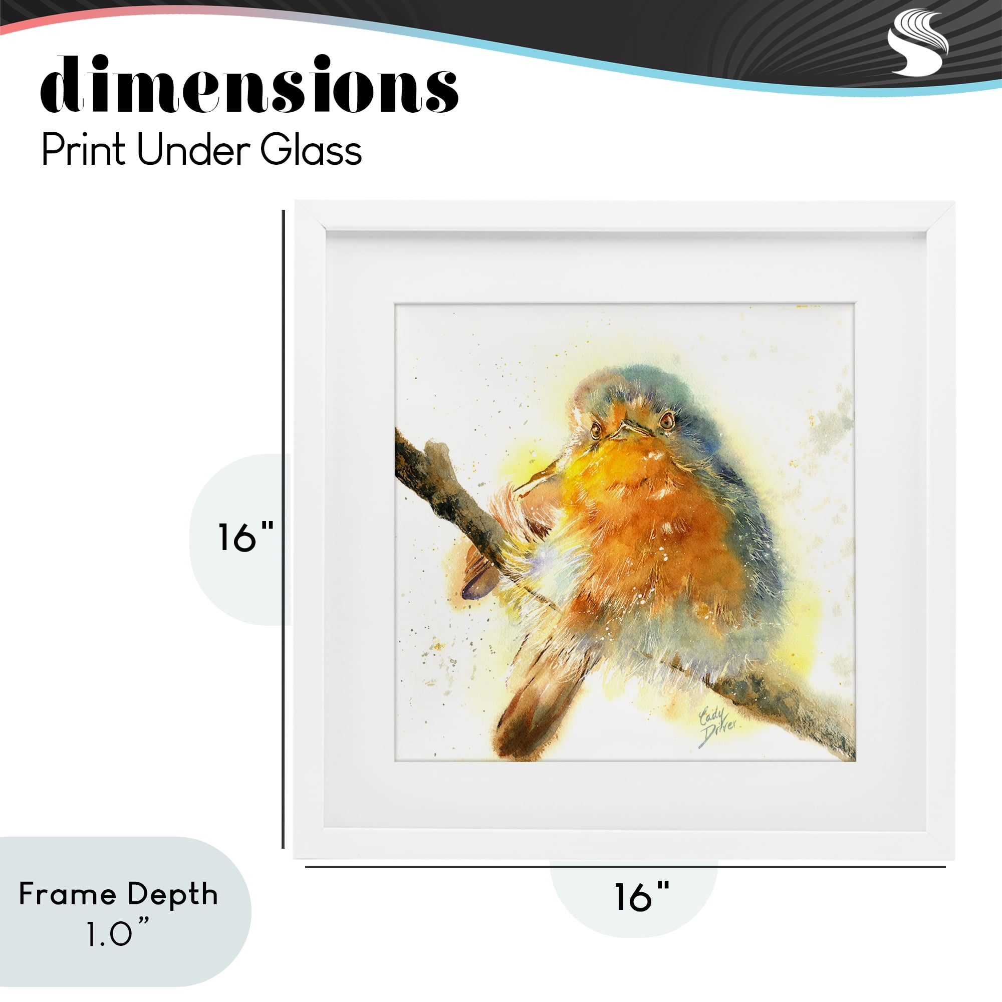 Stupell Industries Seated Songbird Watercolor White Framed Print Under Glass, design by Cady Driver