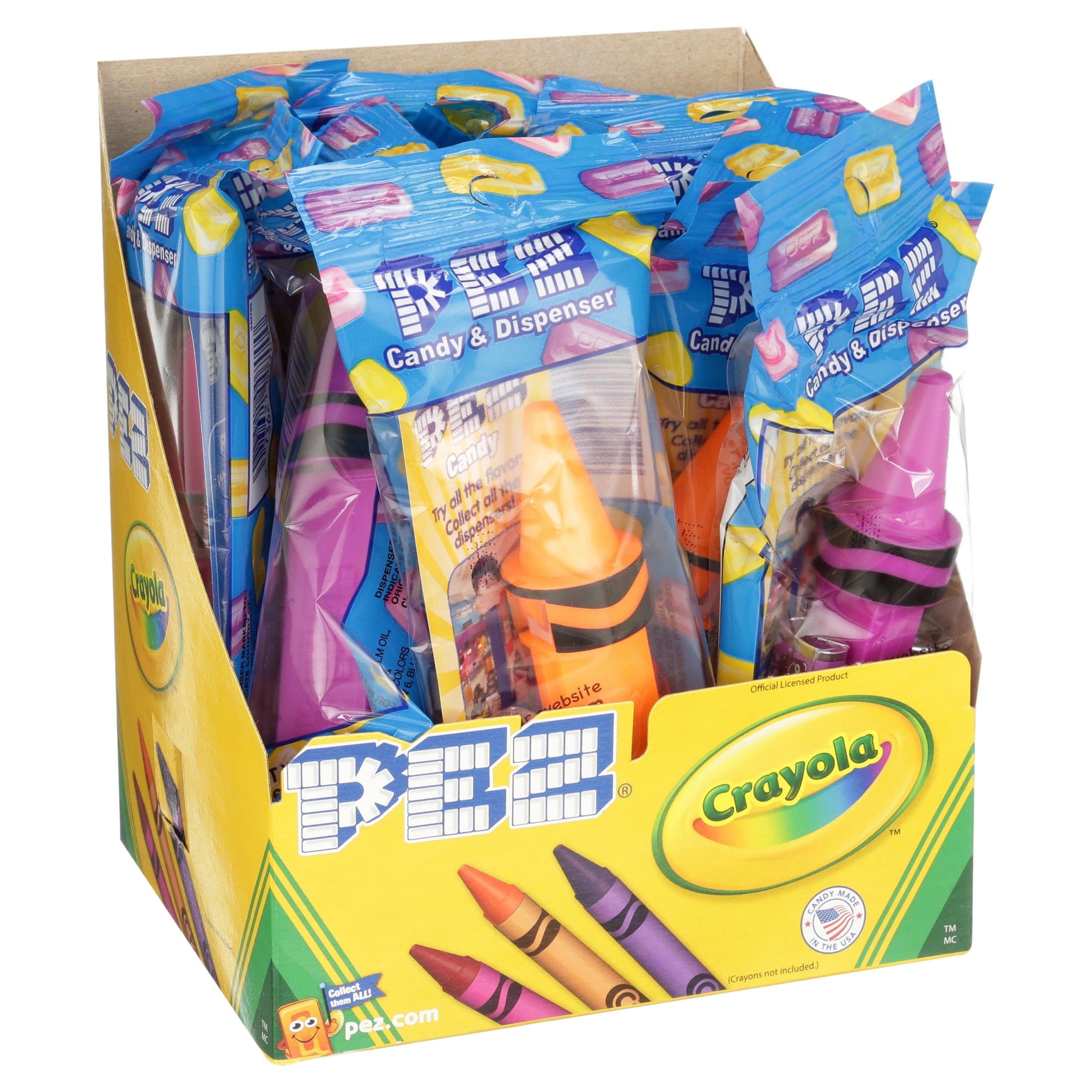 8 packs candy and more PEZ Crayola Gift box,4 colors crayola PEZ dispensers 