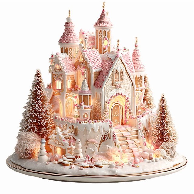 2D Acrylic Christmas Decor Set - Festive Scenes with Ferris Wheel and Castle Cake