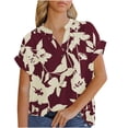 thumbnail image 1 of Pompotops Chemisier en Chiffon à Manches Courtes Imprimé Mode Décontractée Sexy d'Été pour Femmes, 1 of 5