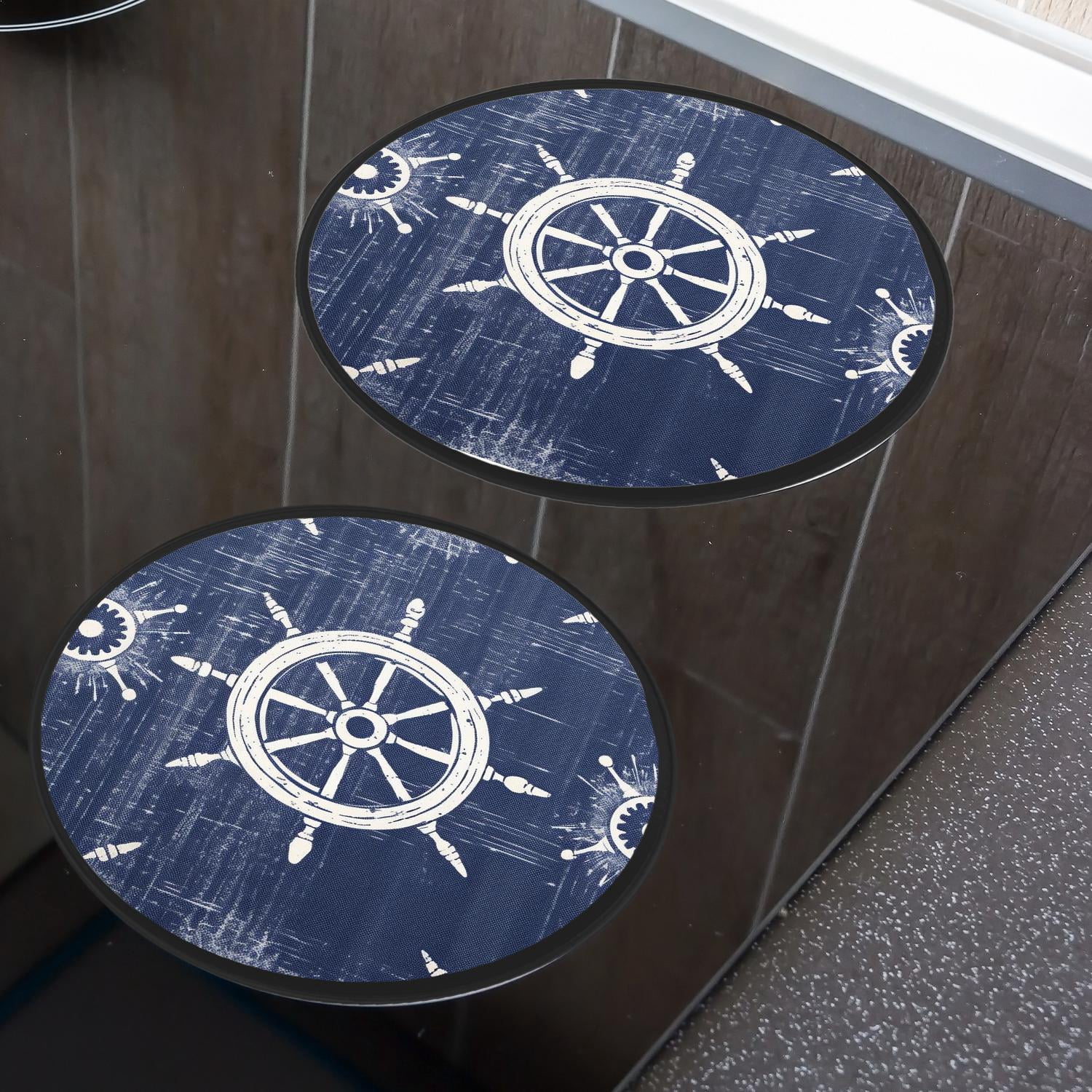 Stove Burner Covers 4 Pcs for Home Decor Cooktop Decorative ,Nautical Anchors Navy multicolor, Round Electric Stove Burner Covers 8Inch And 10Inch
