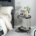 thumbnail image 3 of Gymax 2PCS 2-Tier Side End Table Round Nightstand Gold Frame for Living Room Bedroom, 3 of 10