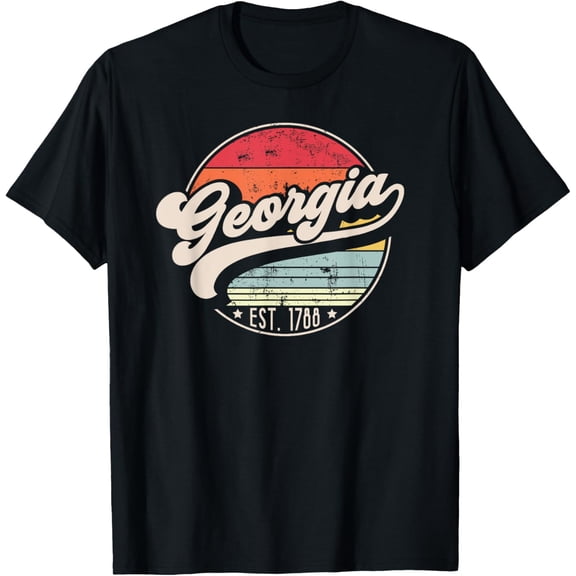 Retro Georgia Home State GA Cool 70s Style Sunset T-Shirt
