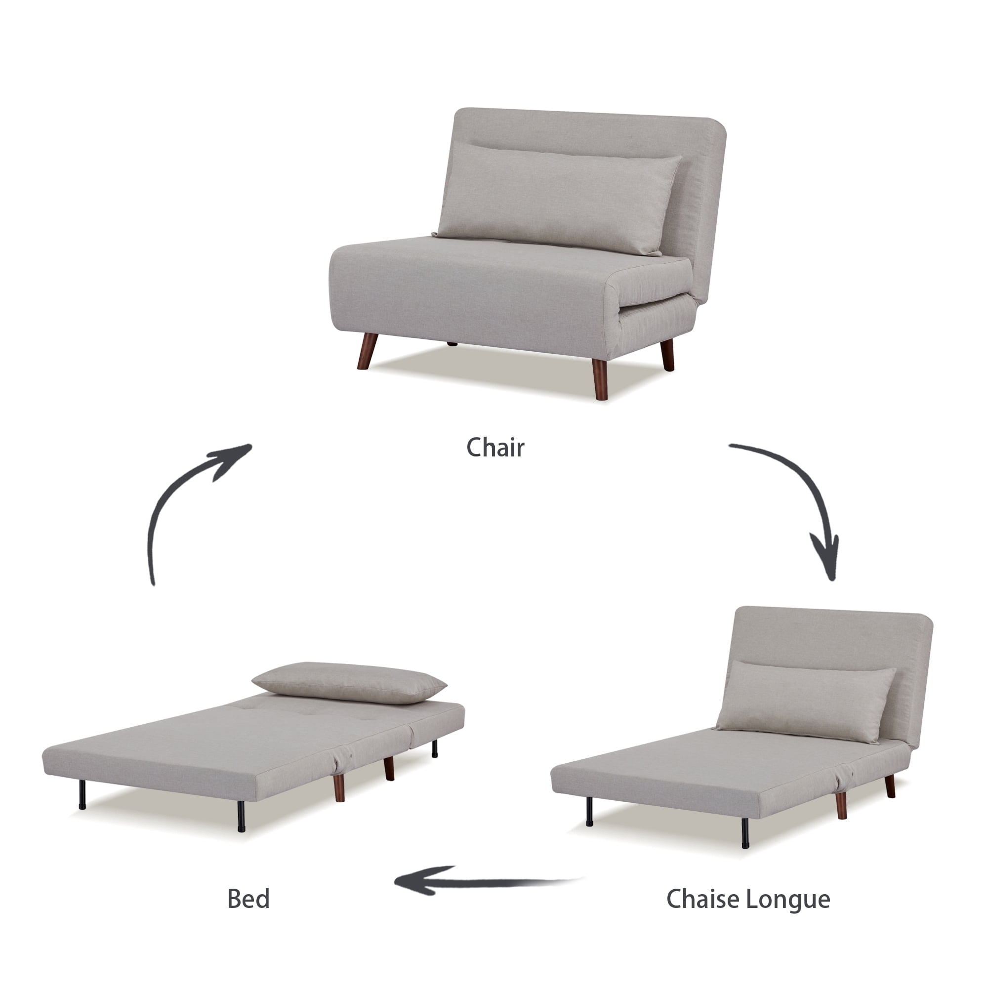 A&D Home Tustin Convertible Futon Chair, Velvet Antique Gold