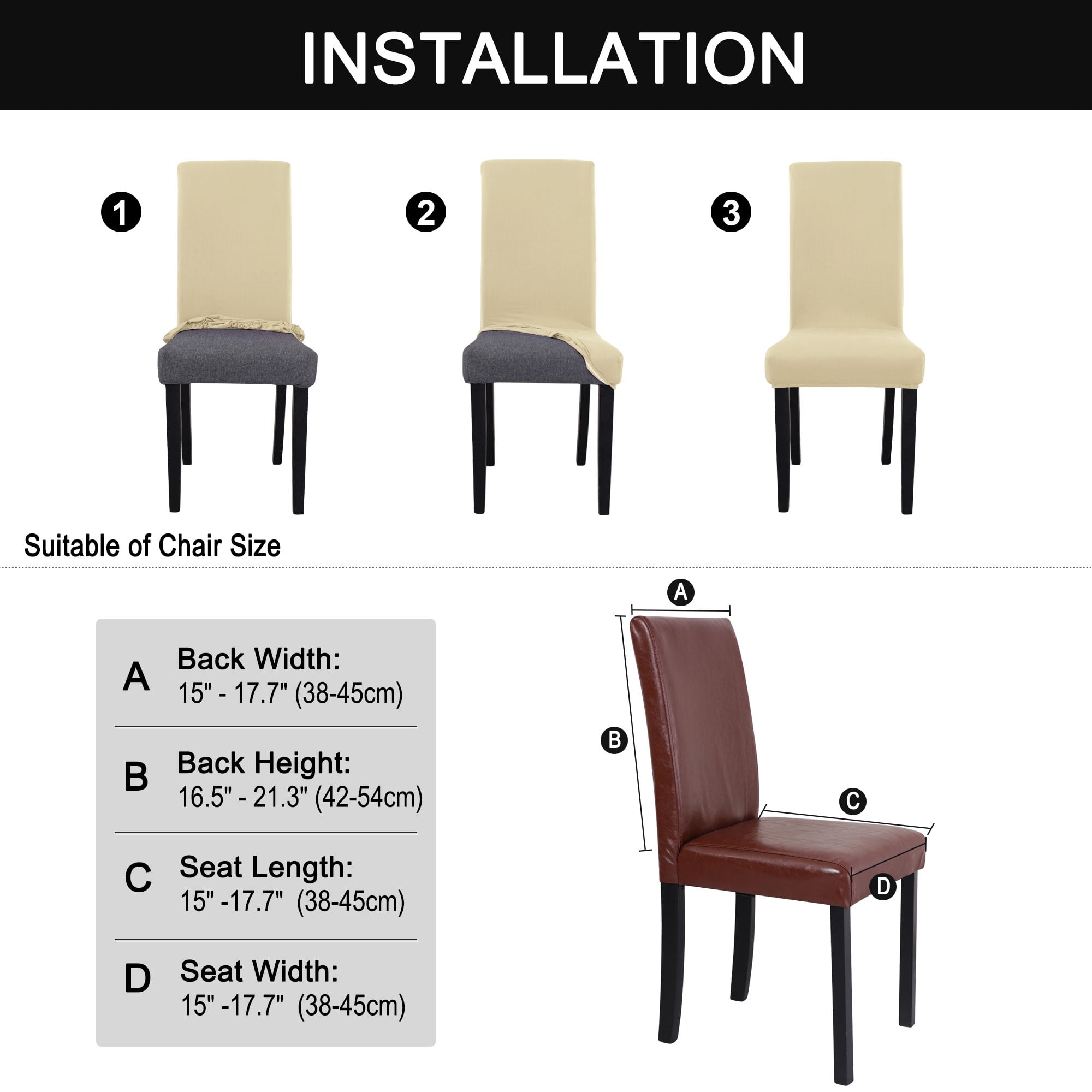 Unique Bargains Stretch Spandex Chair Cover for Dining Room Beige M