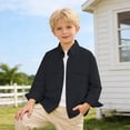 thumbnail image 4 of CUZIBR Girls Kids Child Shirts Solid Color Button Down Long Sleeve Front Pockets Gentleman Lapel Collared Tops Elegant Fashionable Breathable Cozy Spring Dailywear,Black,11-12 Years, 4 of 4