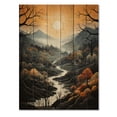 thumbnail image 3 of Designart "Morning An Countryside Misty painting II" Landscape & Nature Print on Natural Pine Wood, 3 of 5