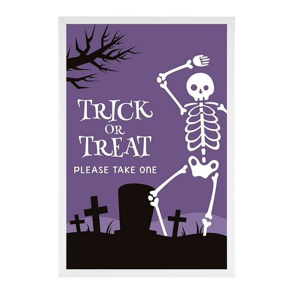 Koyal Wholesale Happy Halloween Candy Sign, Skeleton Halloween Signs 12 x 18 Inch Frame Included