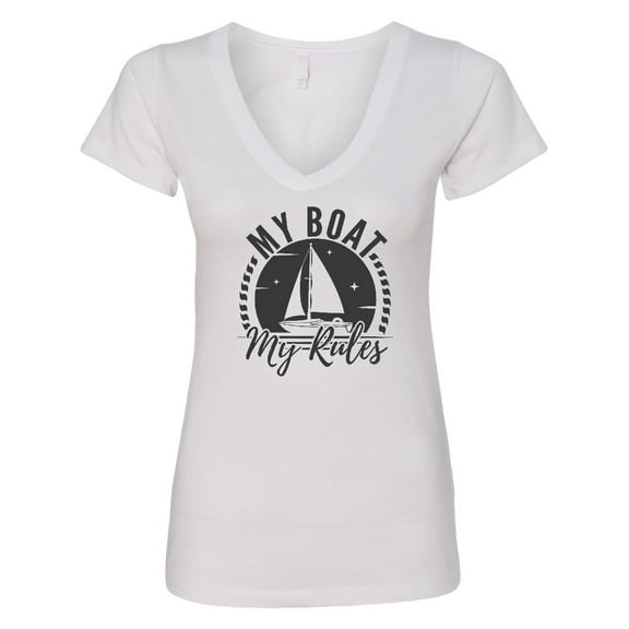 Inktastic My Boat My Rules Sailing Captain Women's V-Neck T-Shirt