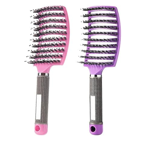 Magical Ultra Detangling Brush for Wet or Dry Hair, Detangler Brush, Fast Drying Styling Massage Hairbrush for Men, Women (Pink Purple)