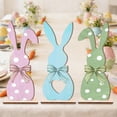 thumbnail image 3 of 5-inch Set of 3 Wooden Easter Bunny Figurines, Rustic Rabbit Decorations, for Spring Home Desktop Table Centerpiece, Farmhouse Style Holiday Ornaments, for Mantel Shelf and Indoor Display, 3 of 4