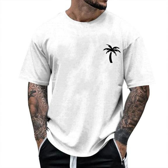 Caqnni Men's Graphic Tees Letter Print Short Sleeve T Shirts Summer Casual Tee Top(White,M)
