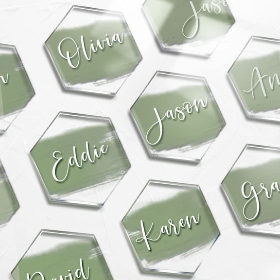 UNIQOOO 20Pcs Clear Acrylic Place Cards for Wedding | Blank Hexagon Table Seating Cards |4mm Acrylic Escort Plates, Name Cards - Perfect for Dinner Parties, Guest Name, Food Signs, Banquet Events