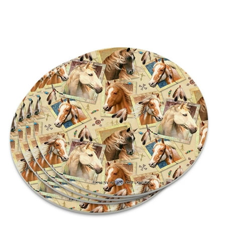 Framed Horses Selfie Picture Pattern Novelty Coaster Set